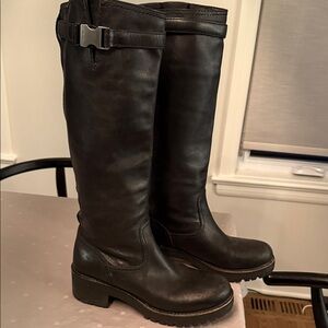 Prada Black to the Knee Boots with Buckle